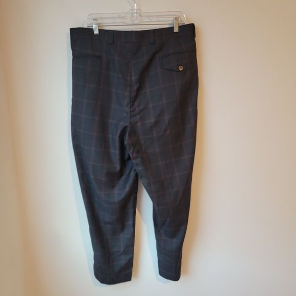 Tiglio Rosso Suit Pants Size Mens 36 Red Black Windowpane Plaid - Picture 2 of 6